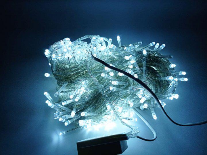Гирлянда 400L OPTICAL прозрачный провод холодный белый свет 34м 165-CL109W (366423)