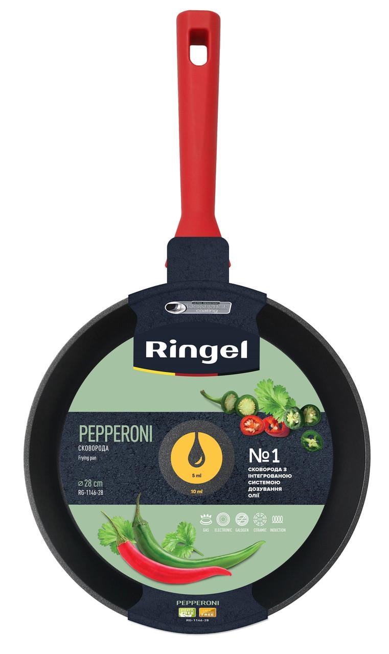 Сковорода глубокая Ringel Pepperoni антипригарное покрытие прямые борта 28 см (2566420329)