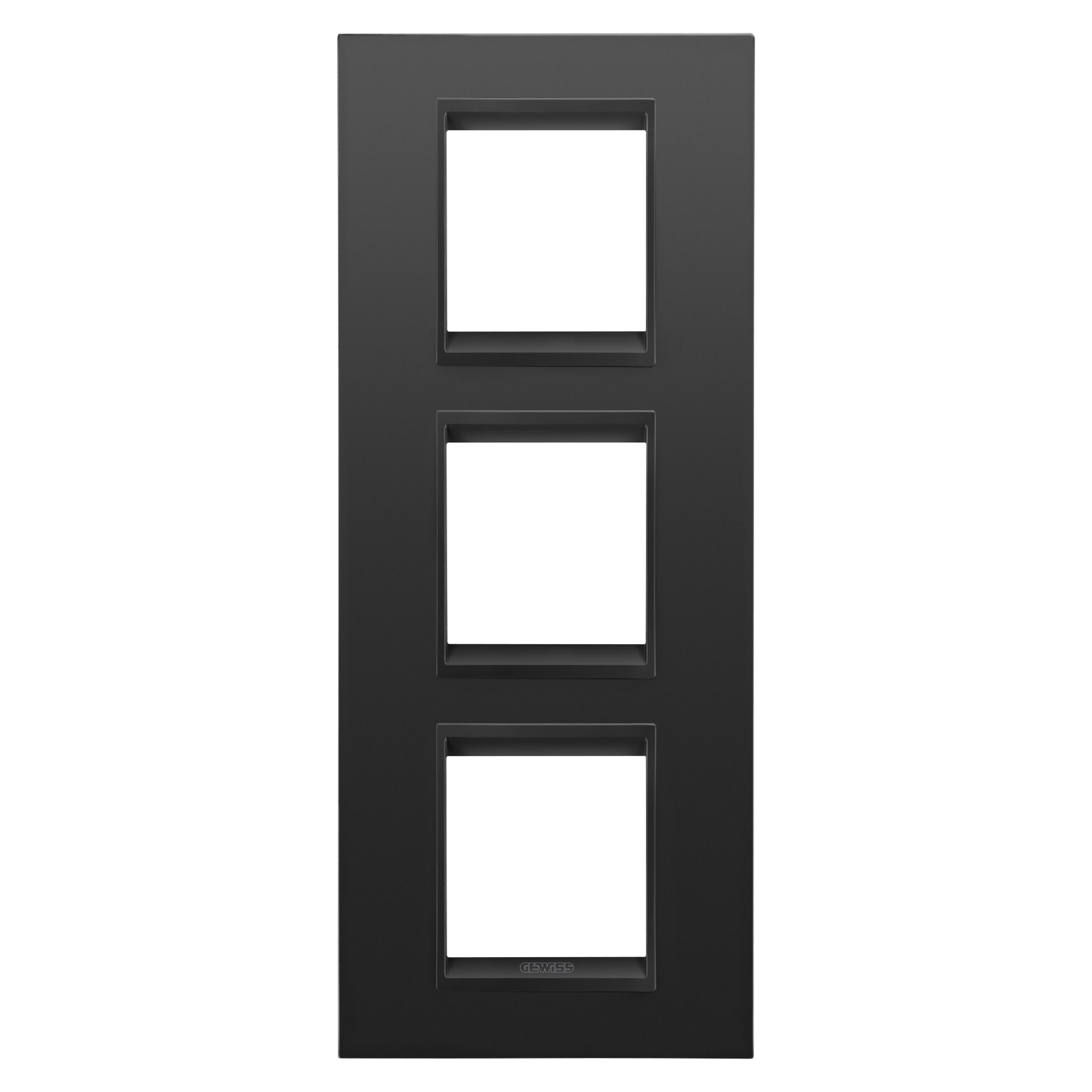 Рамка трехместная Gewiss Chorusmart LUX вертикальная технополимер Черный сатиновый (GW16227XM)