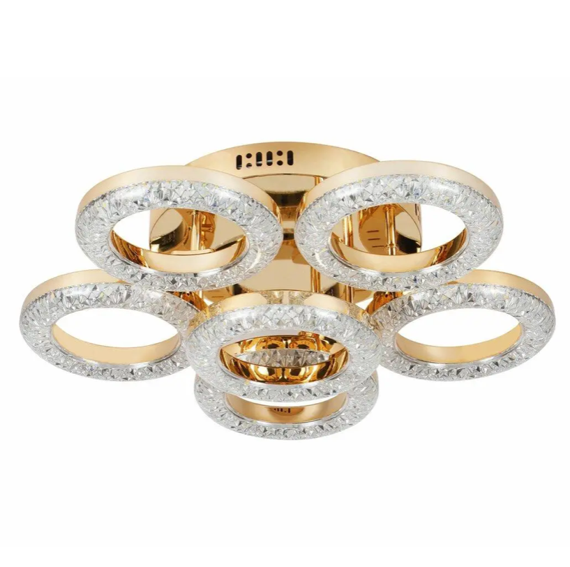 Люстра светодиодная Sirius на шесть плафонов 96W 3000-6500К Золотой (G 2723/5+1 GD 48Wx2)