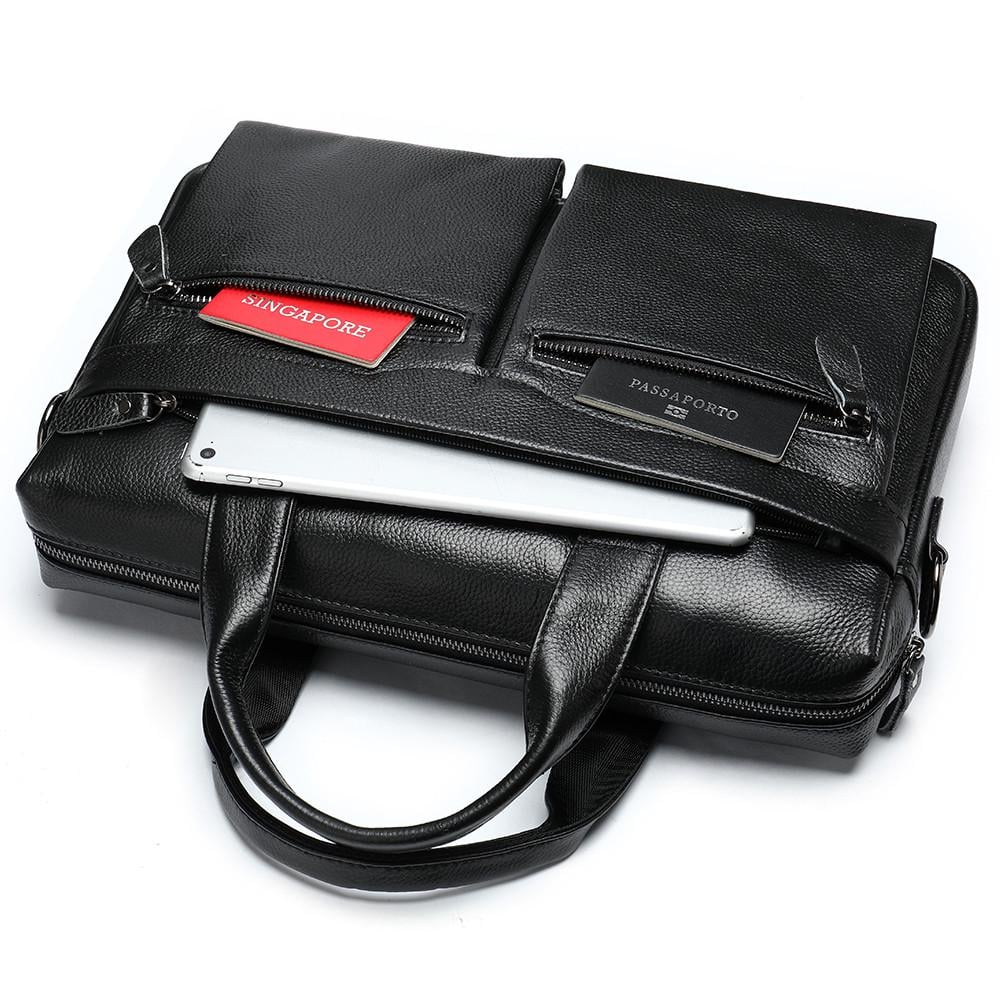 Портфель чоловічий Lorian з відділенням для ноутбуку з натуральної шкіри Чорний (LR 259006-black) - фото 6