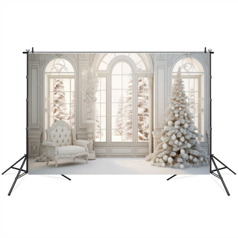 Фотофон виниловый Gipermag Decorated Xmas white room для фото текстурный 250х150 см (7795)