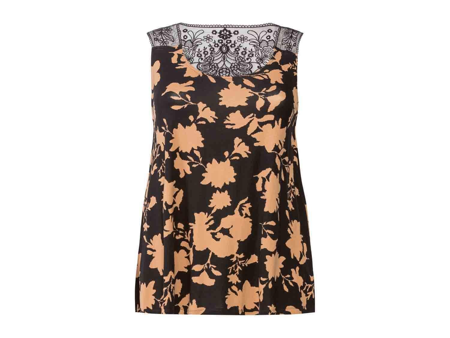 Топ-майка жіноча Esmara віскоза ажурна XL Чорний з бежевим (835200_12)