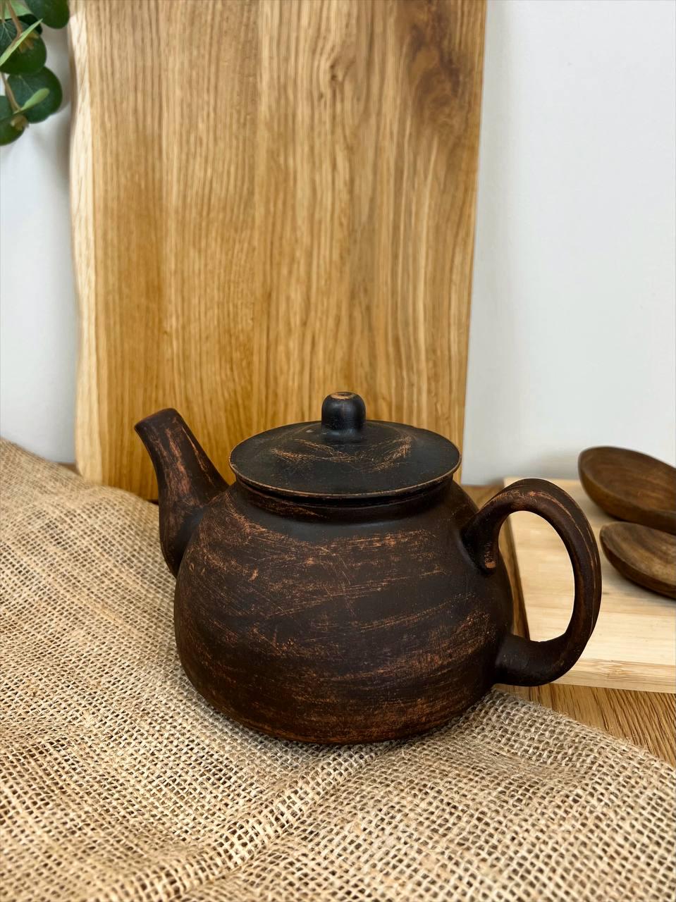 Чайник с заварочной ручкой глиняный Гражда Гладкий 1 л (13003-38)