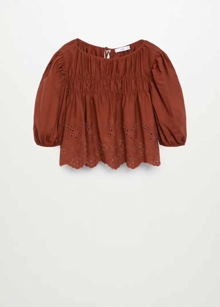 Блузка Mango с вышивкой M Кирпичный (9850794) - фото 7 Блузка Mango с вышивкой M Кирпичный (9850794) - фото 7