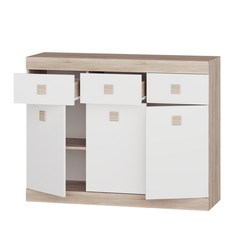 Комод Эверест Соната-6 120х38х93 см Дуб сонома/Белый