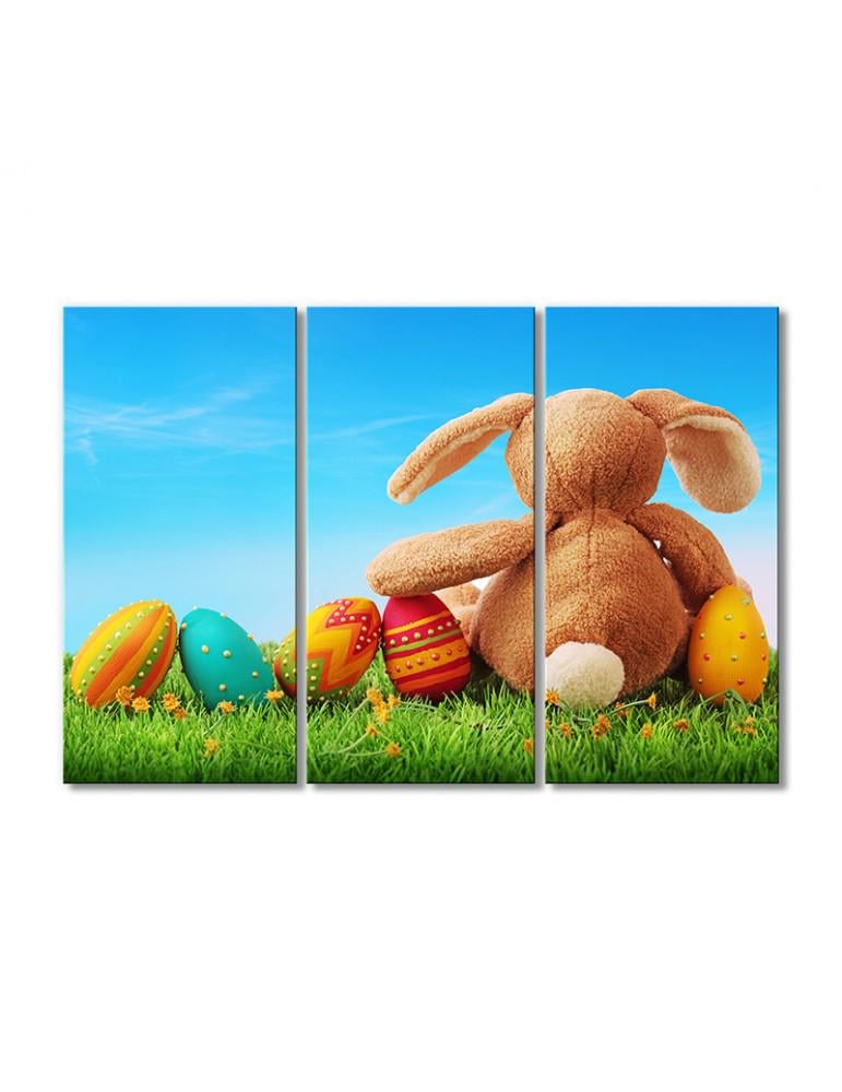 Картина модульная Пасхальный зайчик 3 модуля 70x105 см