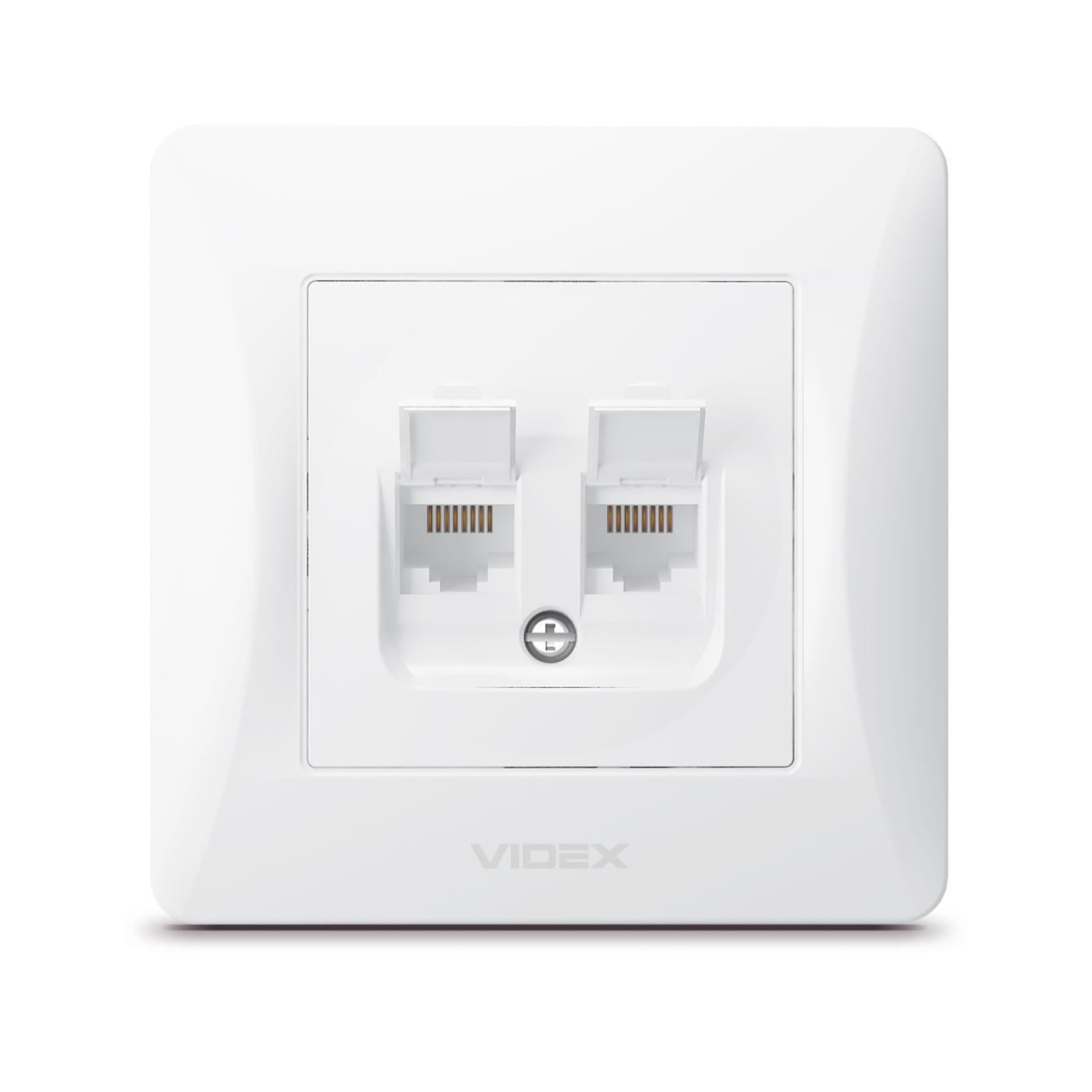 Розетка комп'ютерна Videx подвійна CAT6+CAT6 binera Білий