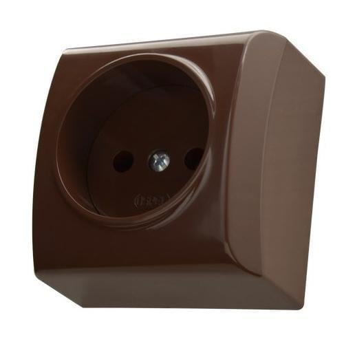 Розетка одинарная Ospel BIS наружная Коричневый (29319424)