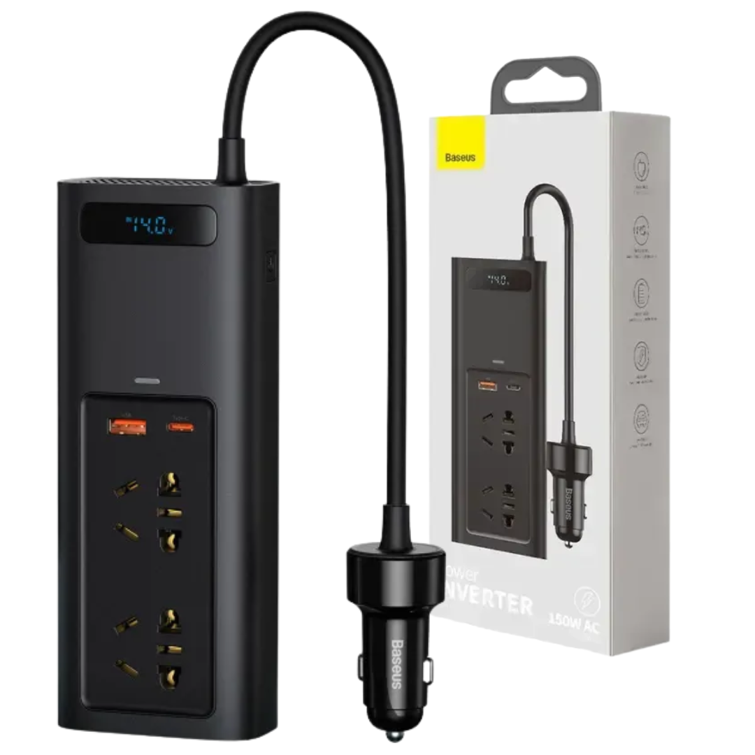 Автомобільний інвертор BASEUS 2 розетки 12/220V 150W (CRNBQ-A01) Автомобільний інвертор BASEUS 2 розетки 12/220V 150W (CRNBQ-A01)