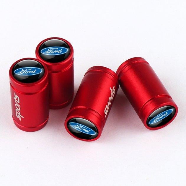 Набір ковпачків на ніпель для автомобіля SUNROZ Caps Sports Ford 4 шт. Red Набір ковпачків на ніпель для автомобіля SUNROZ Caps Sports Ford 4 шт. Red