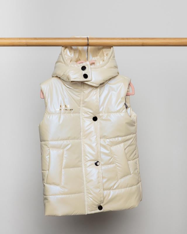 Безрукавка детская демисезонная 128 см Крем перламутр (БК86-134-д)