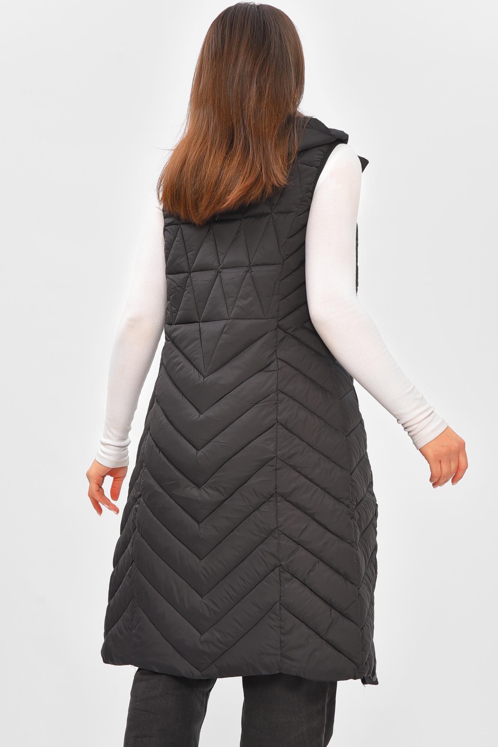 Жилетка жіноча подовжена 206117 L Чорний - фото 3 Жилетка жіноча подовжена 206117 L Чорний - фото 3