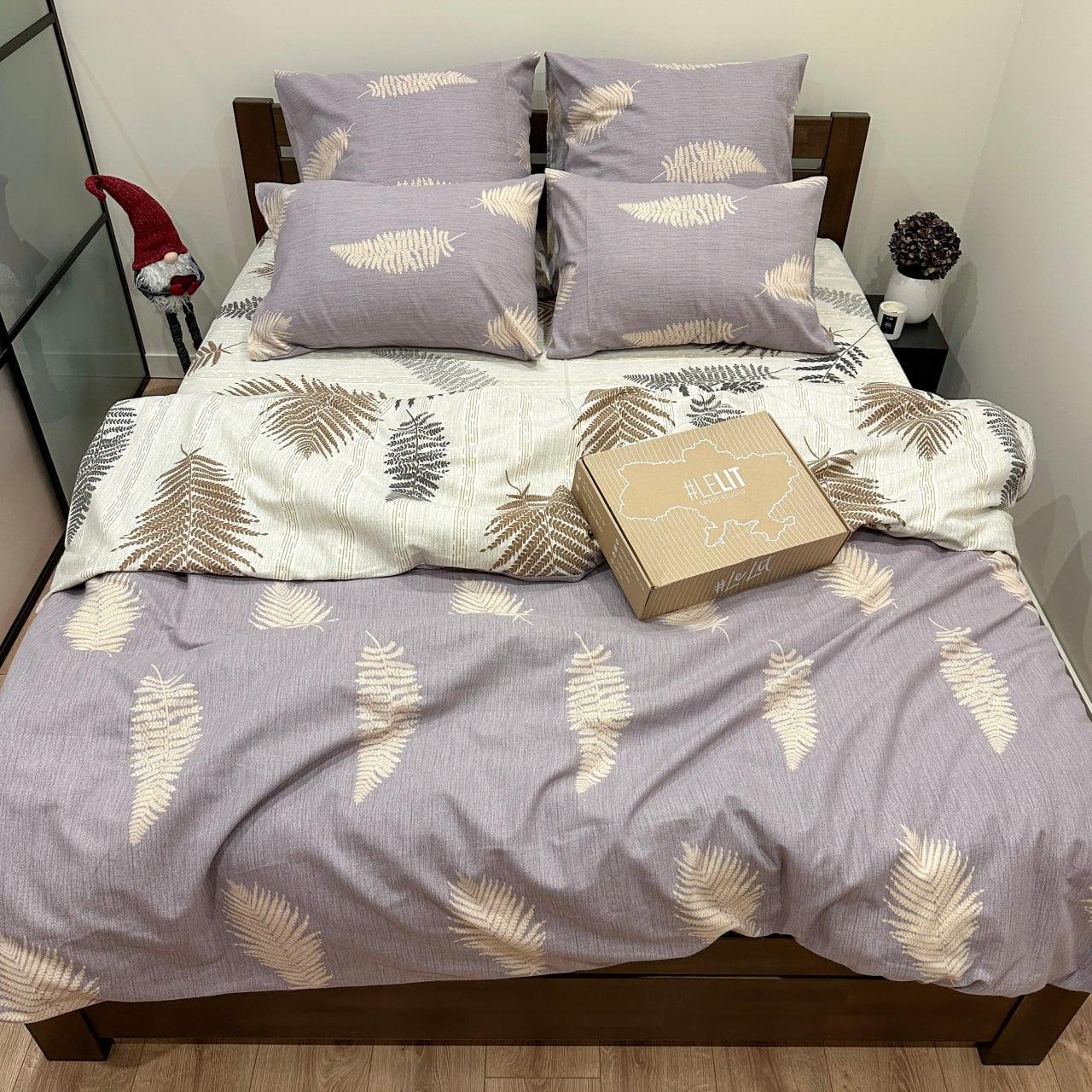 Постельное белье гипоаллергенное Семейный 150х215 наволочка 50х70 2шт Серый с белым (П4К-lel-F-4015-04)