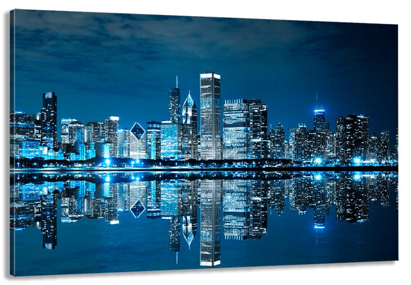 Картина на холсте в гостиную/спальню Ночной город 80х120 см (MLP_236)