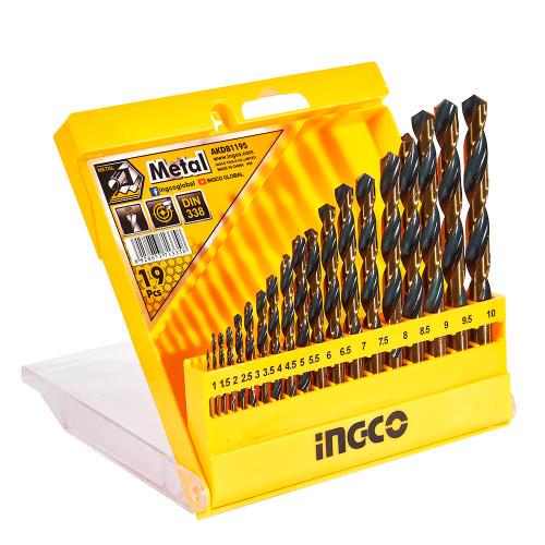 Набір свердел по металу INGCO 1-10 мм 19 шт. (000143266)