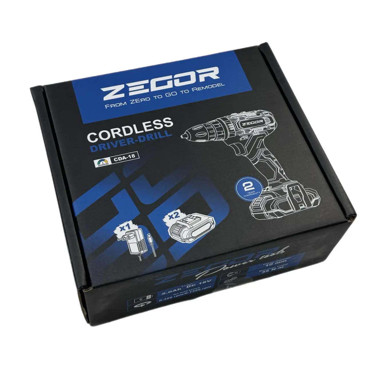 Шуруповерт аккумуляторный универсальный Zegor CDA-18/18В/35 Нм/две скорости/2 батареи 18 В 2 Ач/Реверс/Подсветка - фото 11 Шуруповерт аккумуляторный универсальный Zegor CDA-18/18В/35 Нм/две скорости/2 батареи 18 В 2 Ач/Реверс/Подсветка - фото 11