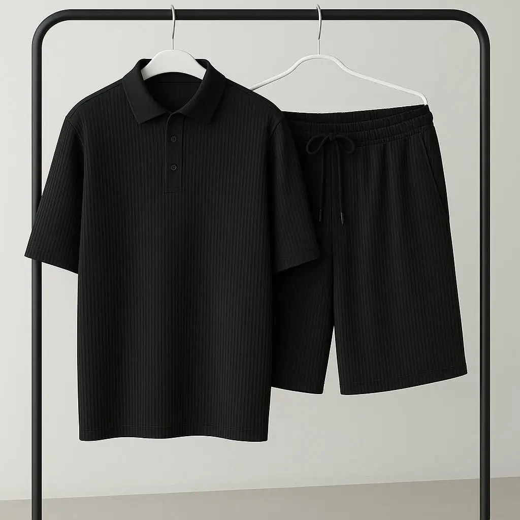 Костюм мужской шорты и поло XXL Черный - фото 2 Костюм мужской шорты и поло XXL Черный - фото 2