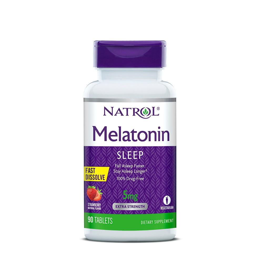 Мелатонин Natrol Melatonin Fast Dissolve быстрорастворимый вкус клубники 5 мг 90 таблеток