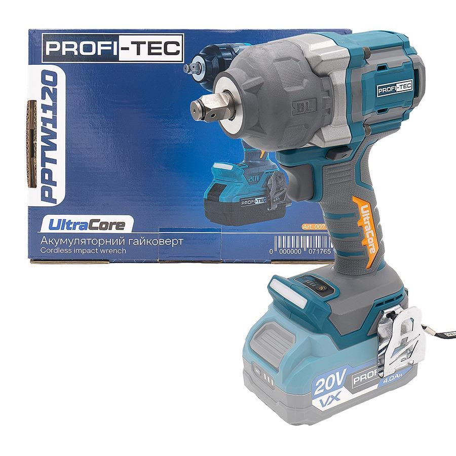 Гайковерт аккумуляторный PROFI-TEC PPTW11020 UltraCore без аккумулятора и зарядного устройства Серый (GR-06616)