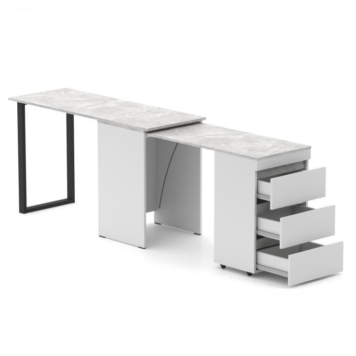 Стол-комод трансформер Knap Knap Shiron Jumbo с дополнительной поворотной столешницей Белый/Ателье светлый - фото 2 Стол-комод трансформер Knap Knap Shiron Jumbo с дополнительной поворотной столешницей Белый/Ателье светлый - фото 2