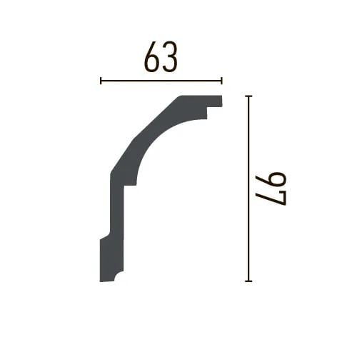 Плинтус потолочный полиуретановый Grand Decor 97x63x2000 мм (P 2072) - фото 3