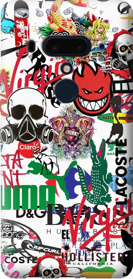 Чехол на HTC U12 Plus Many different logos (4022u-1712-42517)