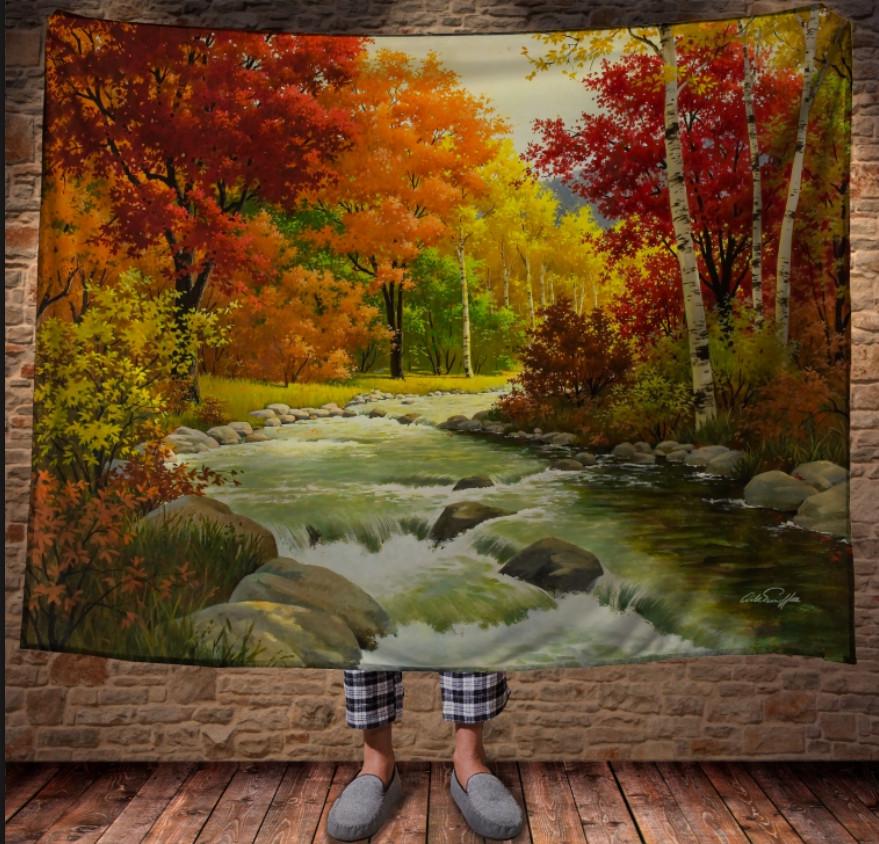 Плед с 3D принтом Осенняя река 150x200 см (epi_0948)