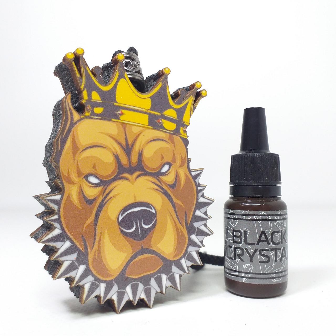 Ароматизатор-подвеска в авто из дерева и фетра Питбуль с короной с ароматом Black Crystal (KG-12790)