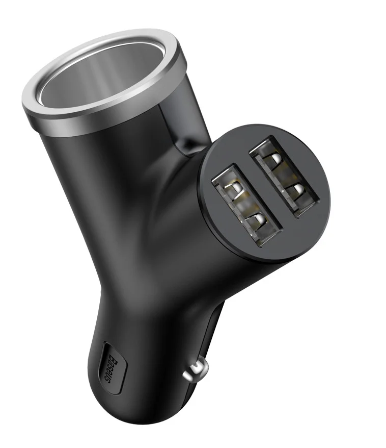 Адаптер автомобильный BASEUS dual USB+cigarette lighter extended car charger 2USB 3.4A 40 W Bl - фото 6