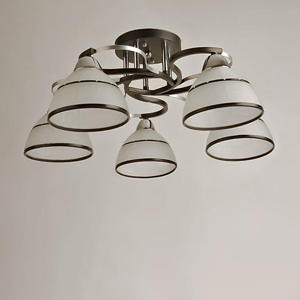 Люстра потолочная Light House SH-19185/5 BK+CR 560х560х220 мм E27х5 Черный/Хром/Белый (78265)