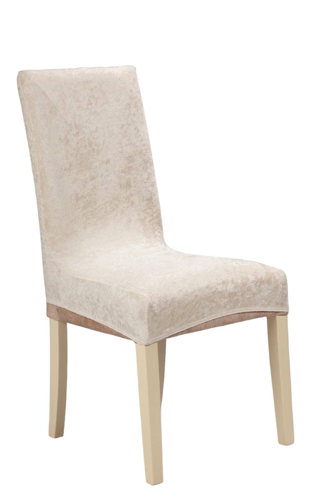 Чехол на стул со спинкой универсальный велюр Молочный (2151544727) - фото 1