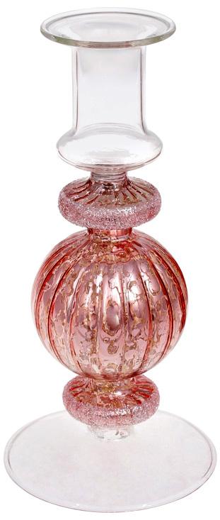 Подсвечник стеклянный Candlestick 8,5х18 см Розовый