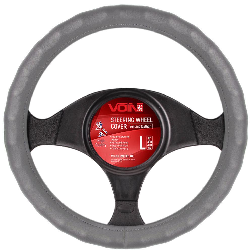 Чехол на руль авто Vitol Vlod-L06 GY L 39-41 см один шов Серый