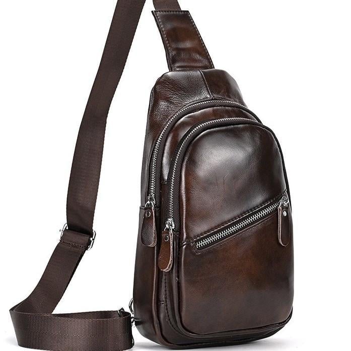 Слинг мужской Tiding Bag на одно плечо сумка-слинг Коричневый (62867)