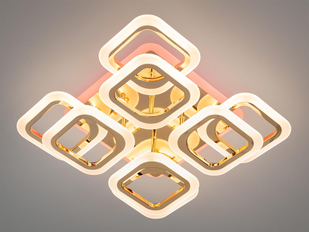 Люстра LED квадратами з пультом HAS8060-4+4G-LS 120W на 18 м2 Золотий (2603432503) - фото 1 Люстра LED квадратами з пультом HAS8060-4+4G-LS 120W на 18 м2 Золотий (2603432503) - фото 1