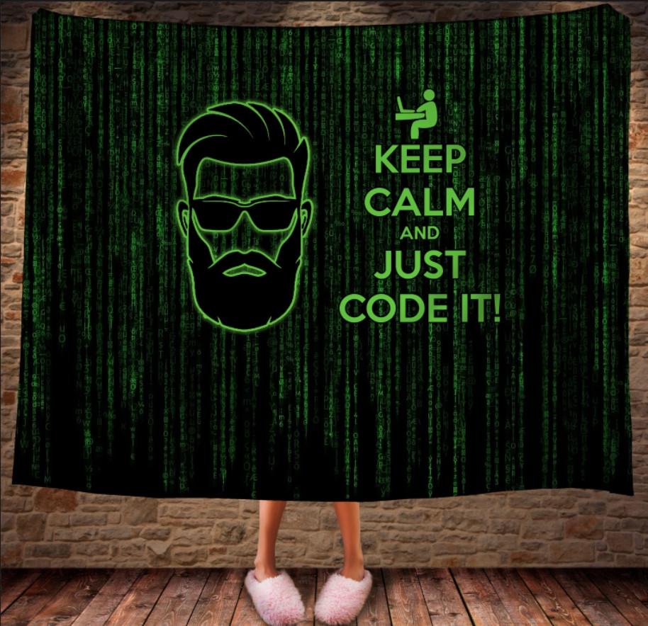 Плед с 3D принтом "Keep Calm and Just Code It" 150х200 см (epi_0266) Плед с 3D принтом "Keep Calm and Just Code It" 150х200 см (epi_0266)