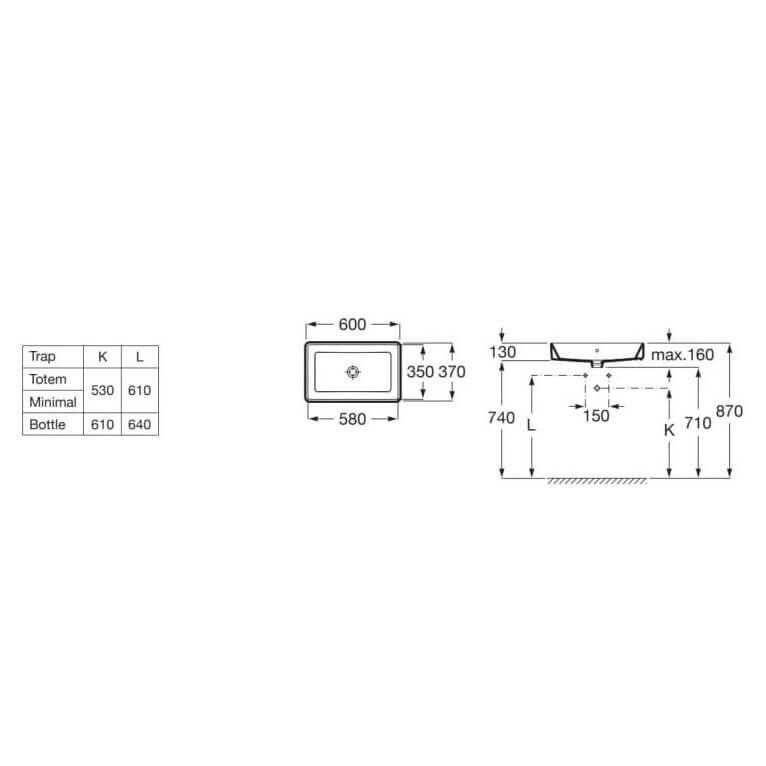 Умывальник накладной ROCA GAP A3270Y2080 600x370x130 мм Черный (249407) - фото 3