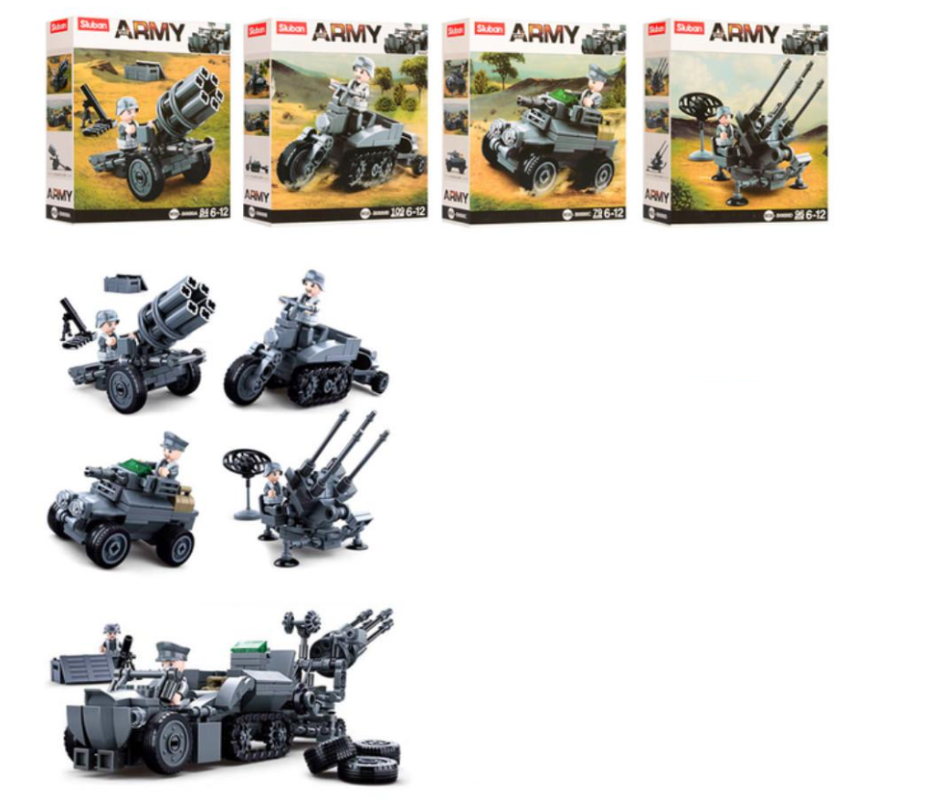 Конструктор Sluban 4в1 Военная техника 368 дет.