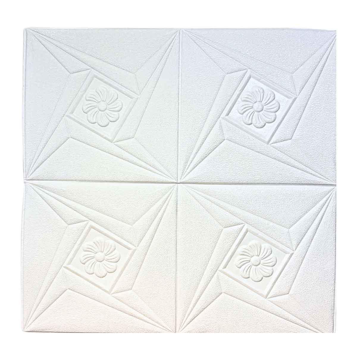 Панель самоклеюча декоративна 3D Ромб квітка 700x700x5 мм Білий
