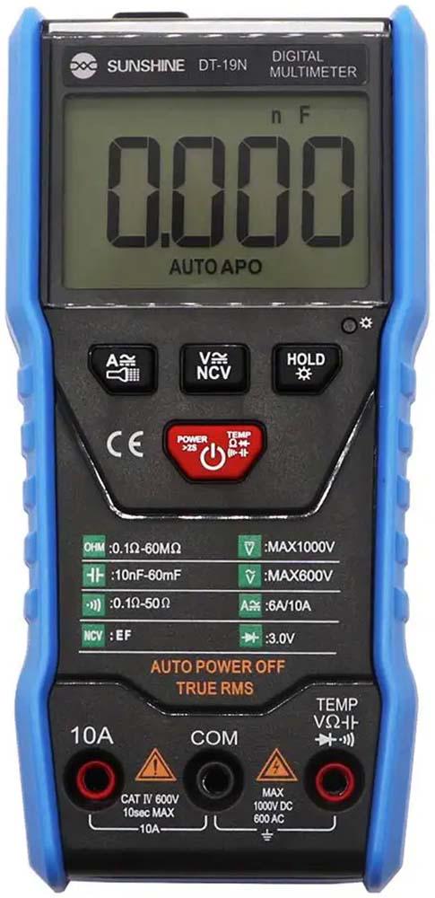 Мультиметр цифровий SUNSHINE DT-19N автовідключення/True RMS/режим Auto (2000996198604)