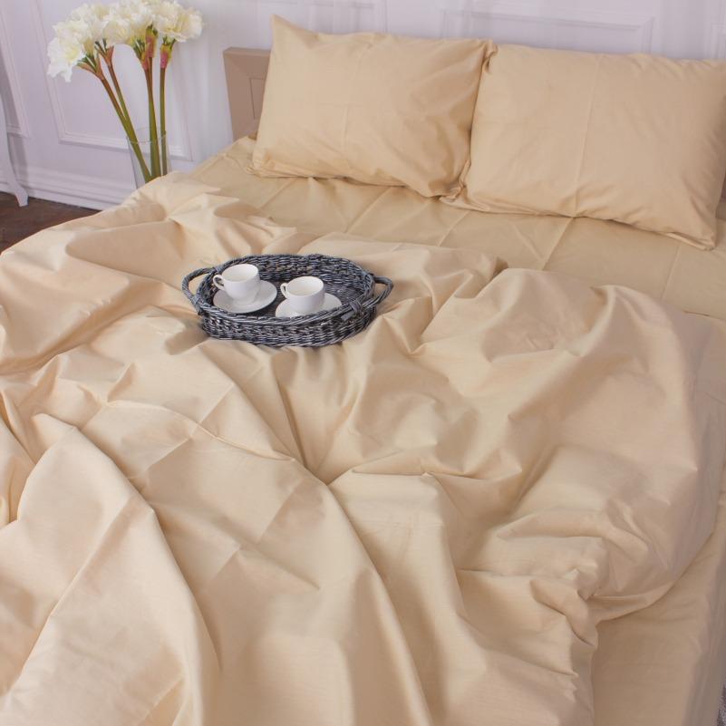 Комплект постільної білизни Delikacy Однотонний двоспальний бязь 180х220 см Бежевий