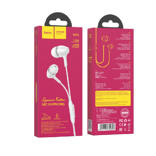 Наушники Hoco Maya Universal earphones with mic M76 White - фото 3