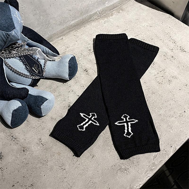 Митенки с крестами One size Черный (2469)