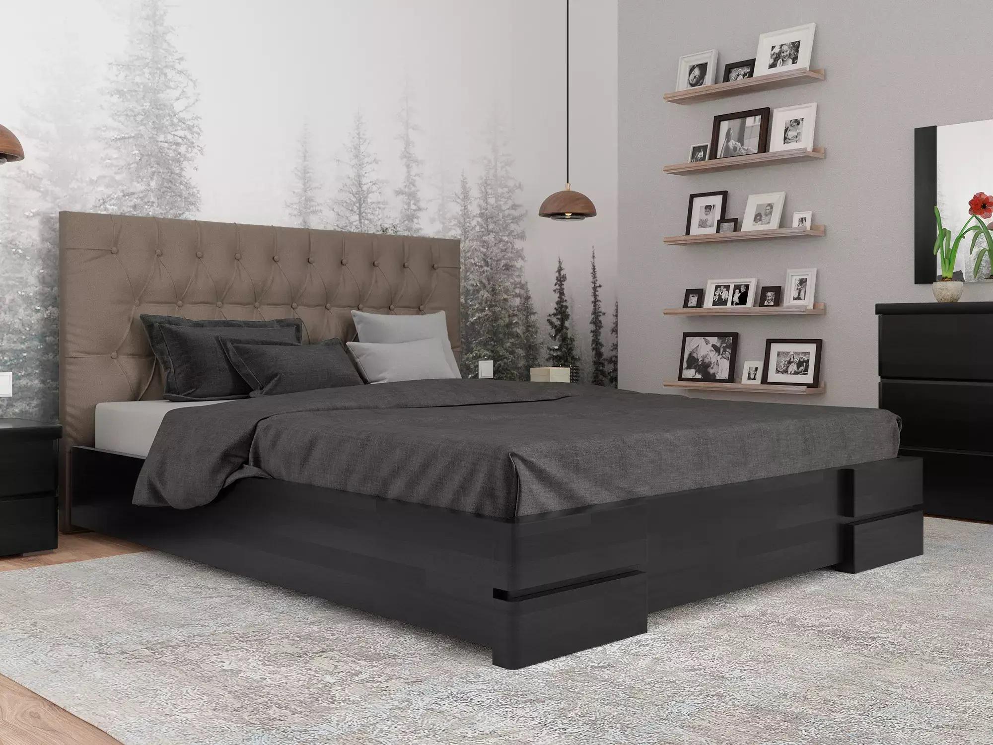 Кровать двуспальная Arbor Drev Камелия ромб с подъемным механизмом бук 160х200 см Венге магия (51194)