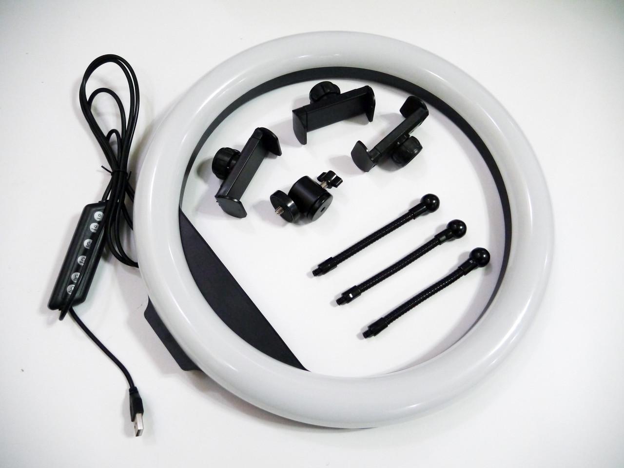 Кольцевая LED лампа RGB MJ36 36 см 3 крепления USB (17463)