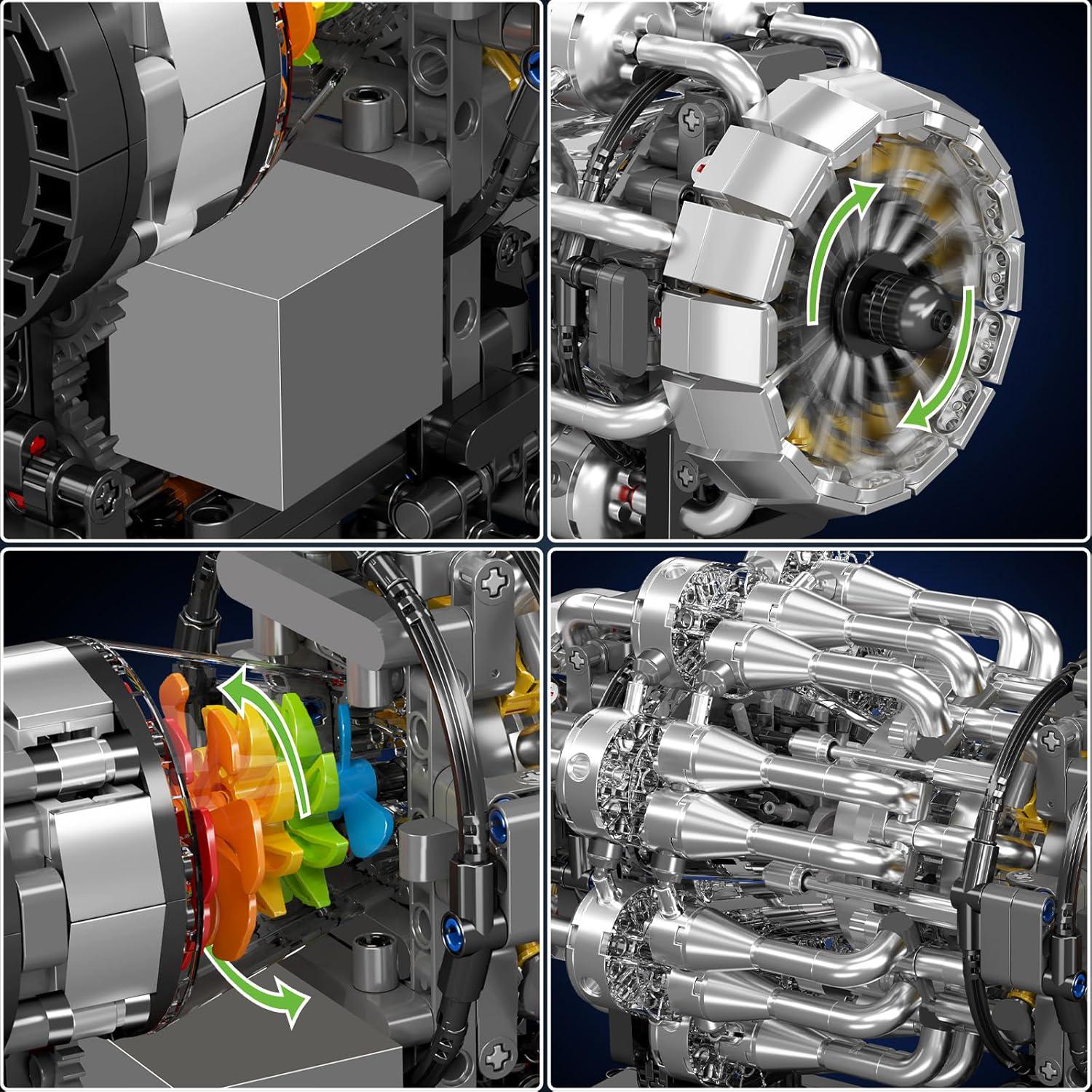 Конструктор Turbojet Engine Mechanical Mould King Двигун авіаційний турбореактивний моторозований 1247 дет. (10216) - фото 4 Конструктор Turbojet Engine Mechanical Mould King Двигун авіаційний турбореактивний моторозований 1247 дет. (10216) - фото 4