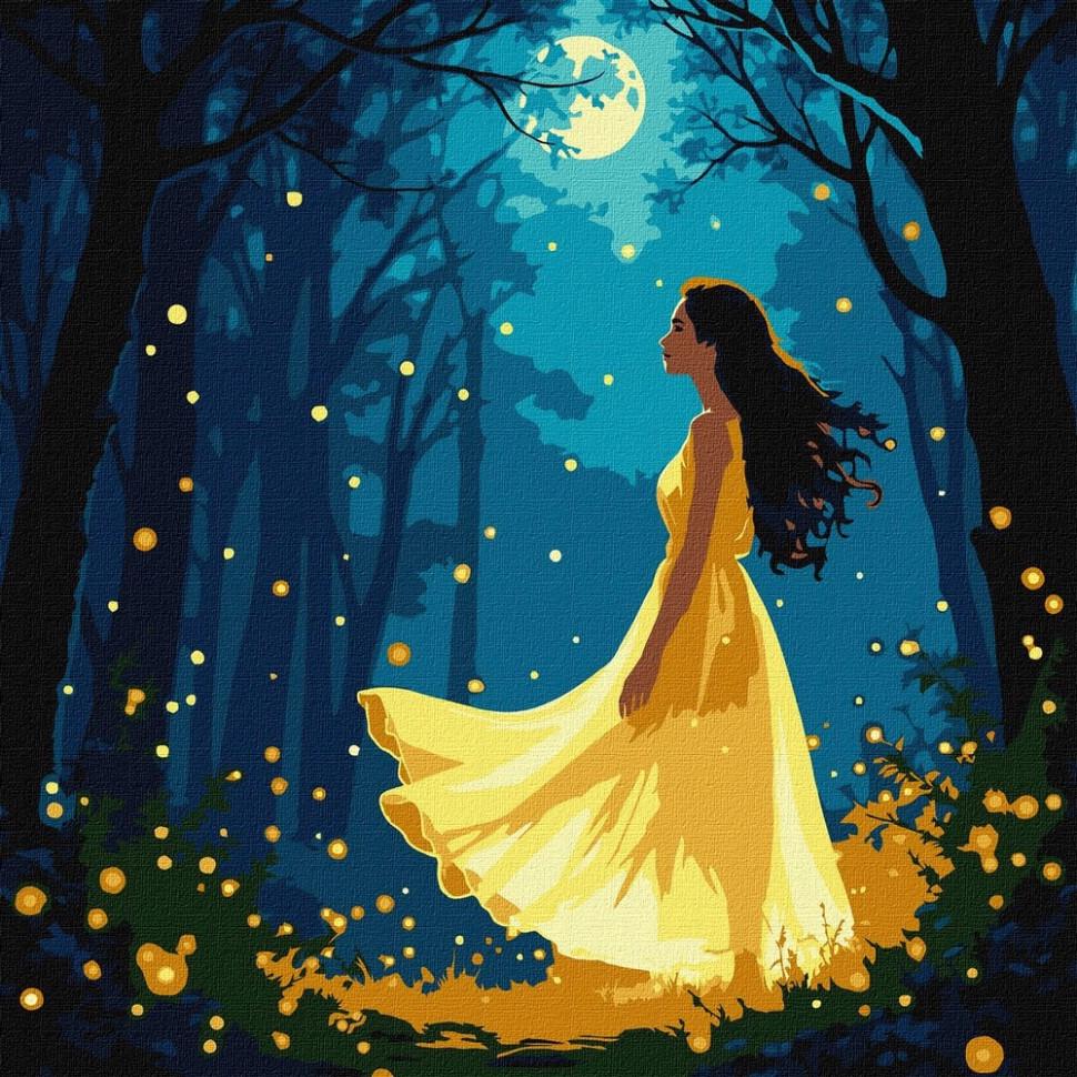 Картина по номерам Ideyka KHO8576 Девушка среди светлячков 30х30 см (2746676448)