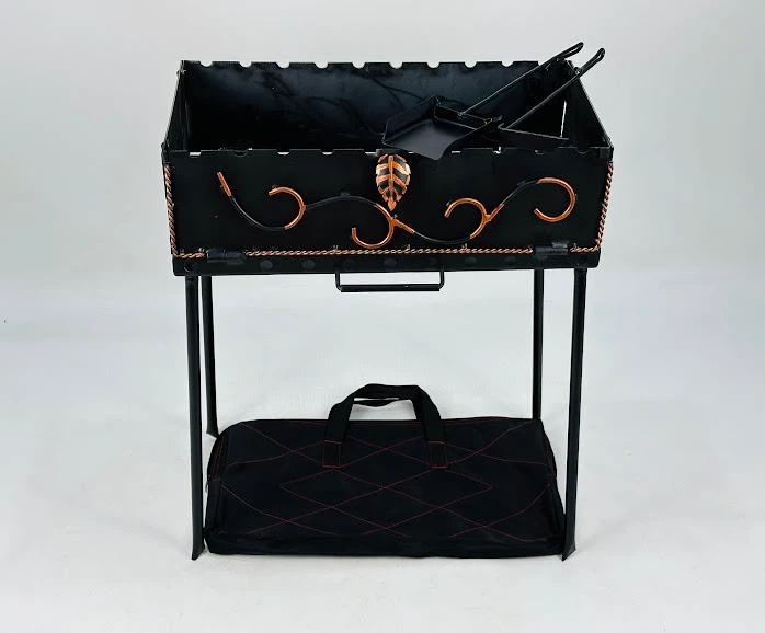 Мангал-валіза кований з металу 3 мм на 10 шампурів із совком і кочергою Чорний (21-10-MG-5064) - фото 3 Мангал-валіза кований з металу 3 мм на 10 шампурів із совком і кочергою Чорний (21-10-MG-5064) - фото 3