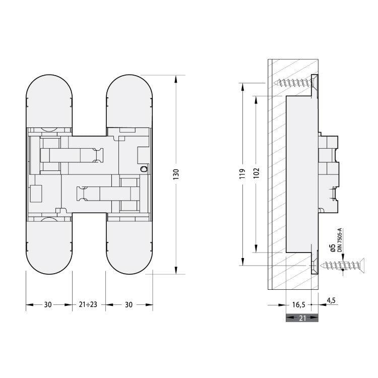 Дверна петля CEAM 1230 3D Блискучий нікель - фото 2